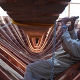 108   Chiselling the notches for the frames into the keelson (1)