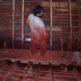111   Checking the exact fit by using red pigment between the frames and the keelson