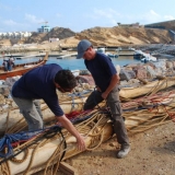 119   The rigging for the first mast is prepared