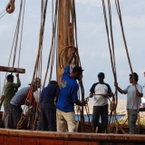 128   Back on deck the mast stays are fitted