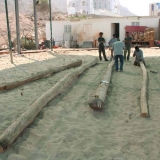 017   Work begins on the spars to support the sails