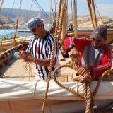 004   Saleh al Jabri and Adam al Baluchi lash the mizzen mast upper yard