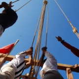 011   With the ship handling well the second sail is hoisted