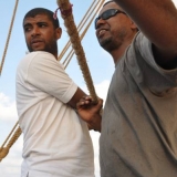 117   Yahya Al Faraji and First Mate Khamis Al Hamdani work the sheet
