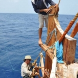 131   Said Al Tarshi and Eric Staples tighten the rudder lashings