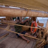 065   Steering takes a lot of concentration in heavy seas