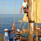 076   Sajid Valappil begins climbing the mast