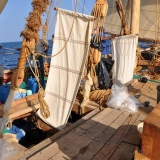 109   9th century air-conditioning: Sheets catch wind to cool below decks