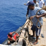 034   First Mate Khamis Al Hamdani directs a man-overboard drill