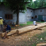 104   Hand shaping of the masts begins.
