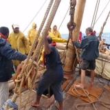 023   As the storm hits the mainsail is lowered