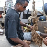 026   Khamis Al Hamdani making more baggy-wrinkle to prevent ropes chafing