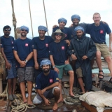 072   All smiles from the Starboard watch after a tough leg