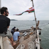 090   Alessandro Ghidoni enjoys the final approach to Singapore harbour