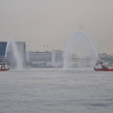 092   A traditional fireboat salute in Singapore