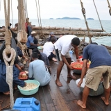 034   Dinner being served at anchor off Palau  Pisang Islands