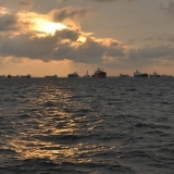 087   The crew's first glimpse of the Singapore harbour--the busiest in the world