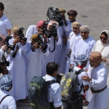 126   The Jewel of Muscat crew is welcomed by Oman's Ministry of Foreign Affairs as they get off the plane in Muscat