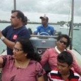 132   Capt. Fernando's wife Jacintha & Navy Commodore's wife Chandrika go 12 miles out to sea alongside Jewel waving and singing